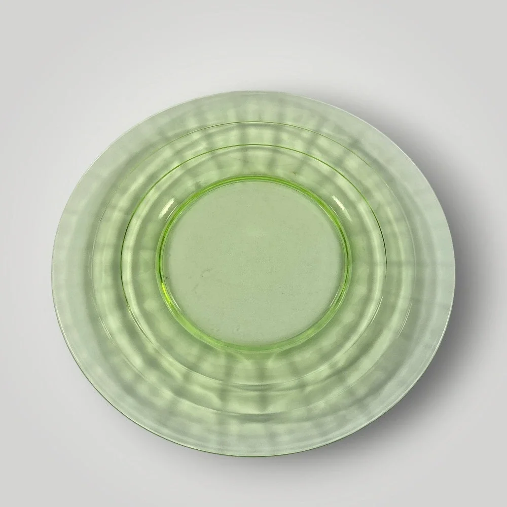 Anchor Hocking Block Optic Green Plate Depression Glass 1930s